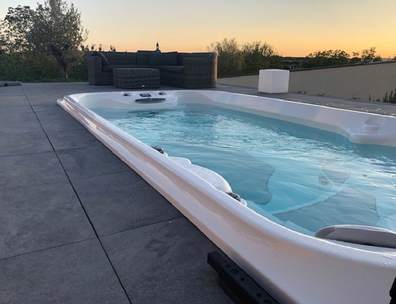 Swimspa 3 sunken swim spa in patio